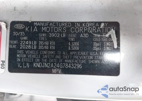 2016 Kia Soul z USA, uszkodzony, nr VIN KNDJN2A24G7843296
